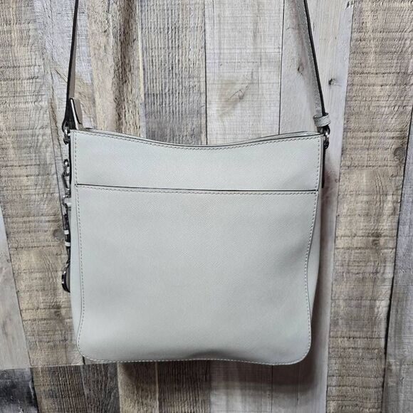 Michael Kors Jet Set Large Saffiano Leather Messenger Bag Grey Crossbody - Picture 10 of 12